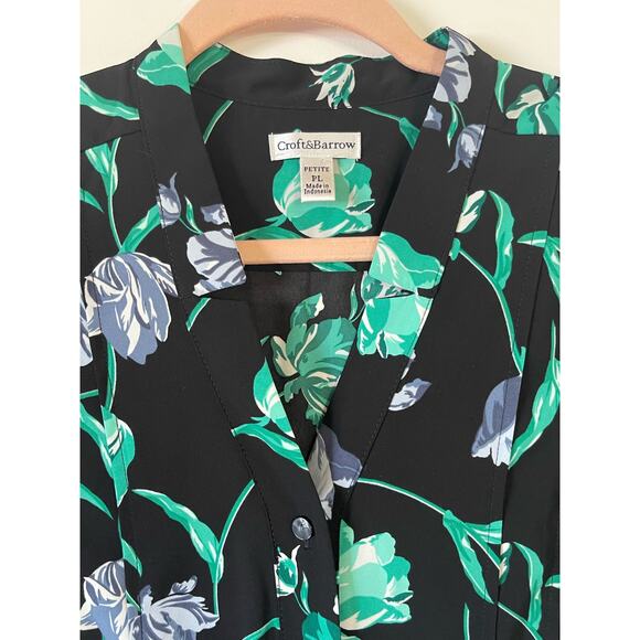 Vintage by CROFT & BARROW Black Floral Petite Large - Picture 4 of 6